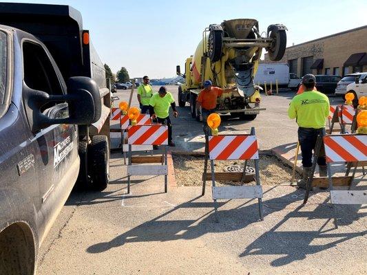 Catch Basin Drain Repair Concrete Truck Arrived