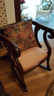 This gorgeous simple original furniture - I saw at least four pieces in the home. A rocker in the music room.