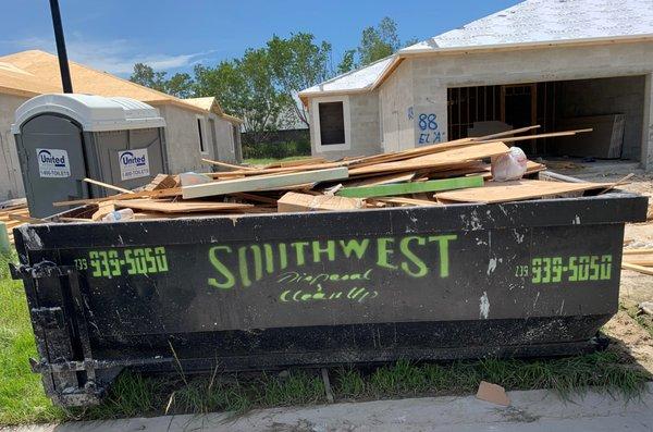 Southwest dumpster on residentital build site