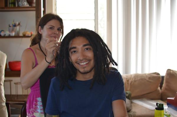 West LA Dreads owner & senior loctician, Hayden, working some dread magic with her crochet hook.