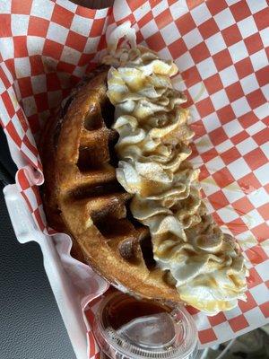 Churro Waffle (Cinnamon Sugar Waffle, Caramel & Whip)