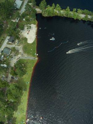 The 82+ acre Spring Fed Lake.  The Campground is on the left of the photo.