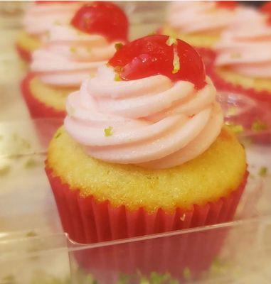 Cherry Limeade: lime cherry cupcake topped with a cherry buttercream frosting