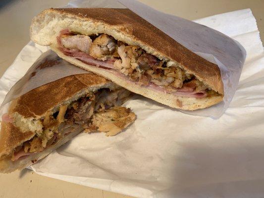 A fresh Cubano from Santana's other half of the bakery that prepares hot meals.