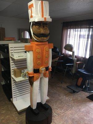 This is Winston our store mascot. He is a 7 foot tall nutcracker sporting the Tennessee Vols football team uniform. This is Vols country!!!!