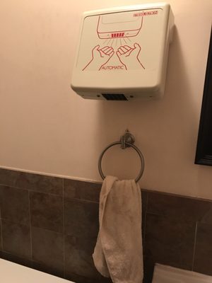 Old hand dryer & dirty rag..