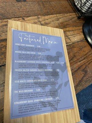 Featured Menu- I tried the honey mint shakeroo, highly recommend