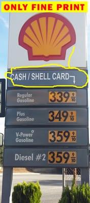 If you can see this sign, maybe you'd be more careful. AM/PM charges $0.45 for Debit Card, most Gas Stations offer CASH pricing