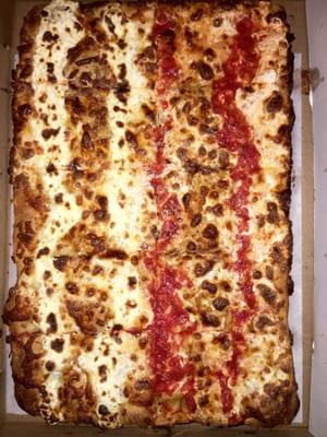 Half red half white square pie