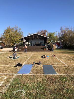 Yoga in the yard.