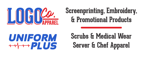 Get creative with custom screenprint, embroidery, and promotional products!  Team up with us for medical and hospitality wear.