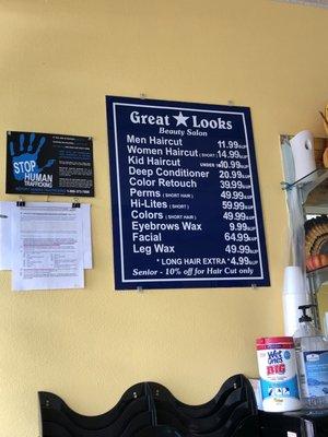 Price menu