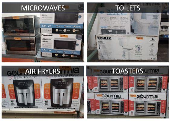 Small Appliances like Air Fryers and Microwaves, Toilets and more