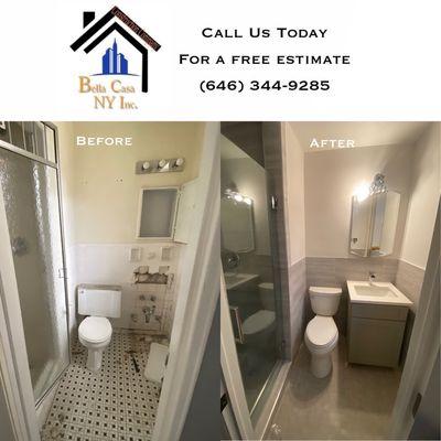 Bathroom remodel before and after