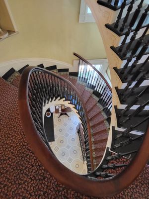 Looking down from the top of the gorgeous spiral staircase inside the Bartow-Pell Mansion