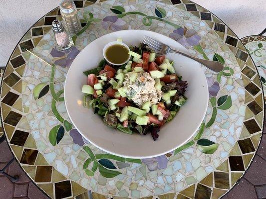 Greens with Chicken Salad, Greek Dressing