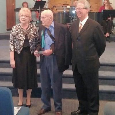 Brother Millard Everett, age 91, honored and named Quarter Century member today the 33rd Anniversary of Churchland Assembly o...