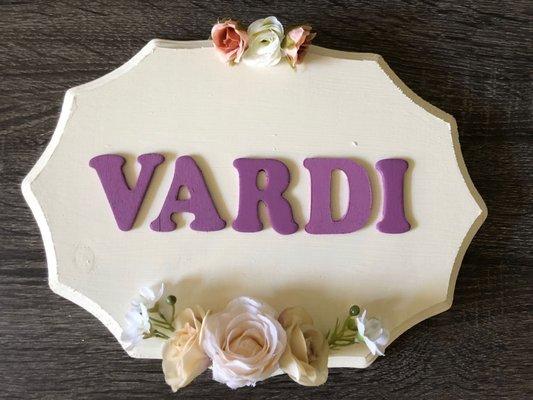 another front door sign for the Vardi Family