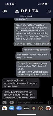 Here is how Delta treats a customer of 40 years