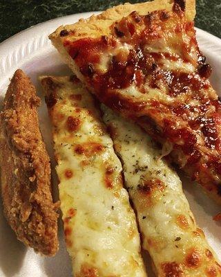 Pizza, jojos & cheesy bread.