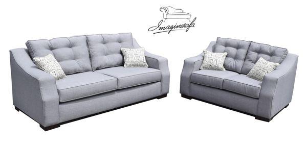 Cloe Sofa and Loveseat, Track arm with hand rest, Tufted back cushion, NO button shown