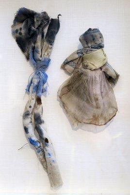 Childhood dolls of Celia Mae Terry Nail; circa 1830-33; cotton, string, ink