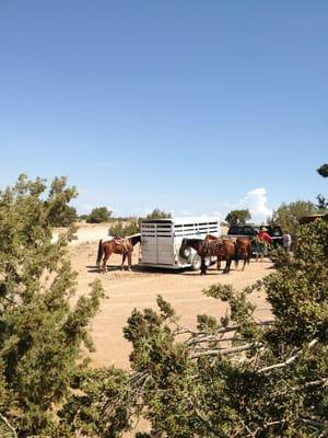 You know you've arrived, when you see the horse trailer.