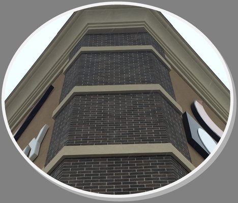 By using our brick templates you can achieve this look through an EIFS application.  Faux brick finish!