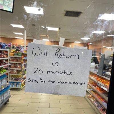 Lmao will return in 20 has been up every night since I've lived in this area lol I'm starting to think that nobody works here