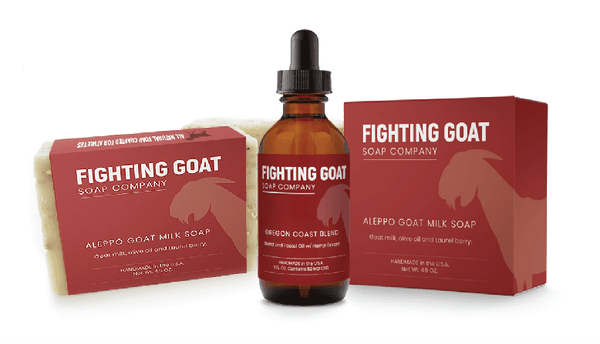 Fighting Goat Soap Co. red product line.