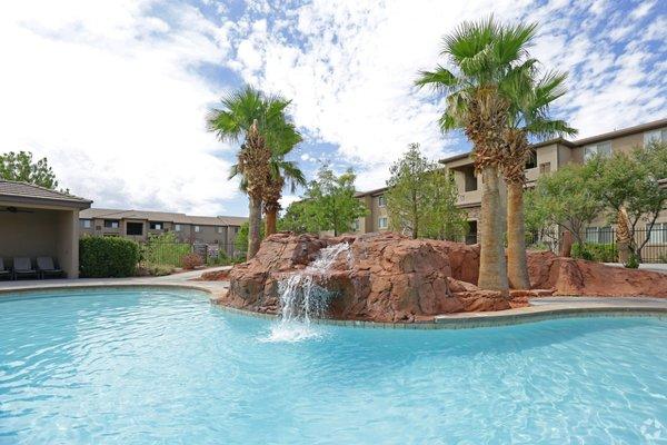 It's nice to listen to the waterfall while you relax in the pool