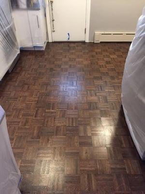 Floor repaired & refinished by CB Flooring.