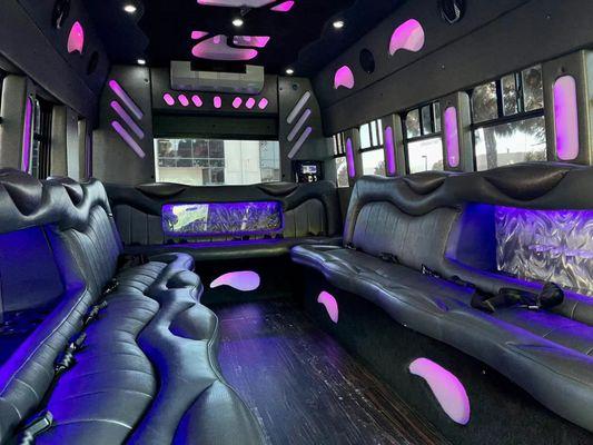 Party Bus interior with ambient lights