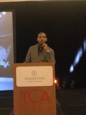 Jonathan Piper II, Financial Life Agent providing education on financial services at agency seminar in Phoenix Arizona