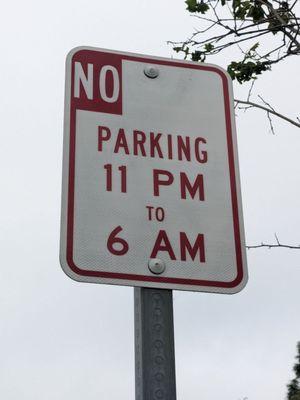 No parking between 11 PM and 6 AM