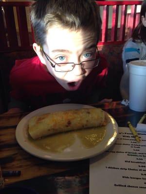 Kids breakfast burritos!!  As big as your head!!