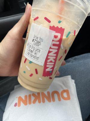 Caramel iced latte with an 'extra' expresso shot