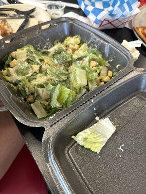 Disgusting. Salad inside of a to-go box.