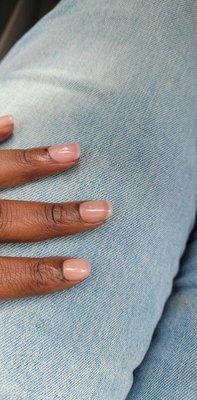 These are my nails 4 weeks ago after fresh acrylic on natural nail. She set my nails back a lot