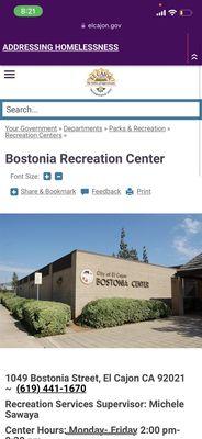 Bostonia Recreation Center