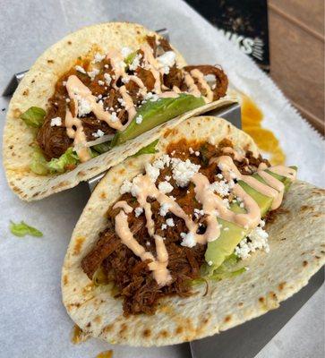 Beef Barbacoa street tacos $6 happy hour