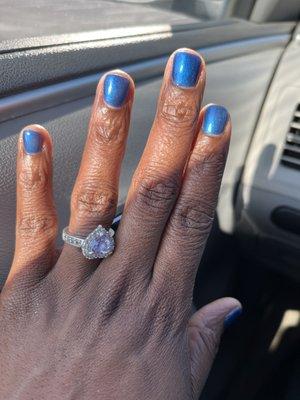 Felt like a day at the SPA. Shellac on regular nails. LOVE THEM! The color is perfect!