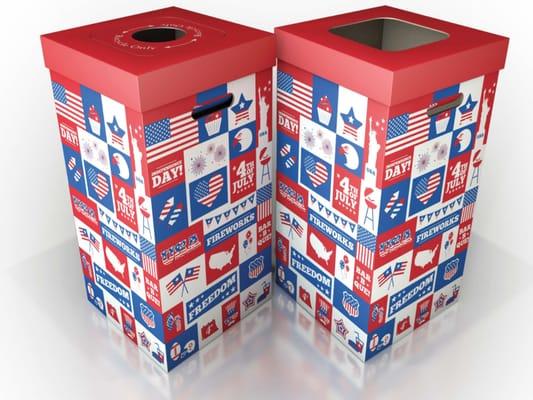 4th of July Theme Waste and Recycling Container