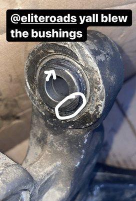 Rubber bushings leaking from incorrect installation