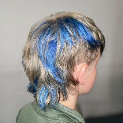 Mullet and blue highlights