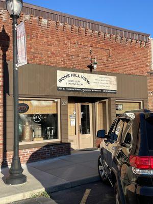 Historic building, home to the Bone Hill View distillery and tasting room