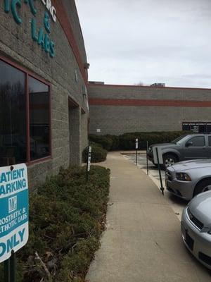 At the way end you can see the ramp for the sidewalk yet where I am standing is 15 feet from the door of the orthotics office.