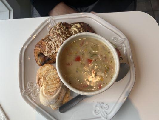 New England clam chowder. Love the presentation!