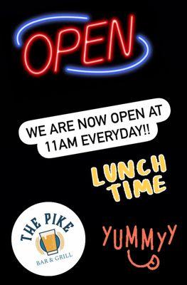 We are open for lunch 7 days a week!!