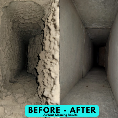 Before & After: See the difference with our thorough air duct cleaning. Cleaner ducts mean fresher air!